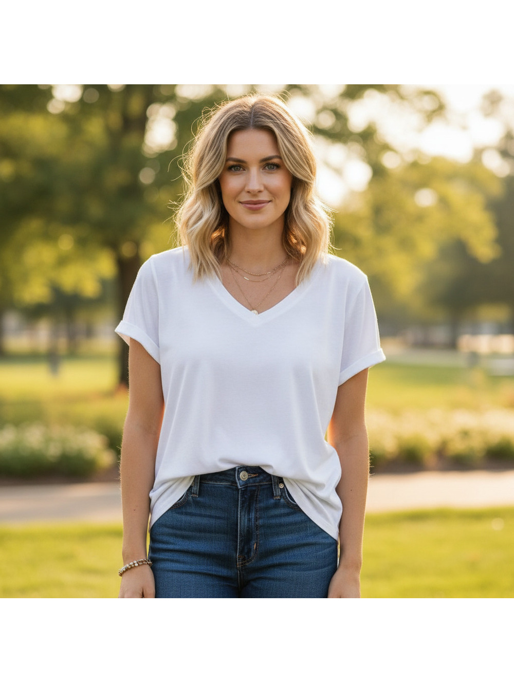 Old Navy Women's White Cotton V-Neck T-Shirt, Size XL, Brand New